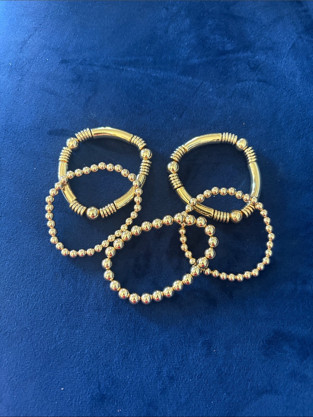 Elegant Gold Bead and Tubular Stackable Bracelet Set for Women